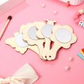 18 Pcs Small Mirror Unfinished Wooden Mirrors Painting Toy Hand Held Children Toys Craft Crafts. 