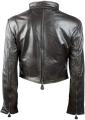 Sleek Zip-Trim Dark Brown Womens Faux Leather Jacket - LJ35. 