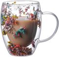 Double Wall Coffee Cup Double Wall Insulated Glasses Classic with Handle Milk Mug, Decor and Functional Mugs (Style A]. 