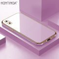 Hontinga for iPhone X Back Cover Luxury 6D Plating Frame Shiny Bling Case Soft Silicone Square Phone Cases. 