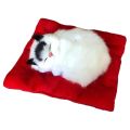 Kid Realistic Mew Sound Cat Sleeping in Nest Activated Carbon Plush Toy Car Decor. 