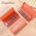 Dragon Ranee 10 Pieces Velvet Matte Pink Lipstick Set Sexy Long Lasting Makeup Waterproof Lip Gloss for Girls DR23. 