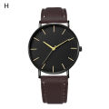 Sunnyheart Luxury Men's Watch 2022 New Fashion Simple Leather Gold Silver Dial Men Watches Casual Quartz Clock. 