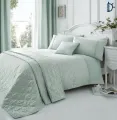 Curtains Set, Jacquard Eyelet Curtains - Ebony Duck Egg - Pack of 2. 