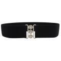 Elastic Waistband Double Ring Metal Pin Buckle Wide Belt For Women Fashion Dress Decoration Accessories. 