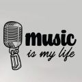 SmileArt MUSIC IS MY LIFE QUOTE WALL DECAL STICKER VINYL ART BEDROOM HOME ROOM DECOR INSPIRATIONAL KIDS TEEN SCHOOL NURSERY GIRLS SING MICROPHONE RAP. 