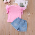 Humor Bear Summer Toddler Girls Clothes 2Pcs Outfits Kids Clothing for Girls Denim Suit Children Clothing. 