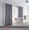 Jacquard Curtains Set, Lined Eyelet Curtains for Room - Diamond Texture Silver Grey - Pack of 2. 