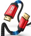 JSAUX 4K DisplayPort to HDMI Cable 15FT, DP to HDMI Video UHD 2K@120Hz/4K@30 Nylon Braided DP to HDTV Uni-Directional Cord for Dell, Monitor, Projector, Desktop, AMD, NVIDIA, Lenovo, HP, ThinkPad- RED. 