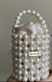 Elegant Women’s Pearl Bucket Tote Bag - Handmade Woven Crossbody without strip. 