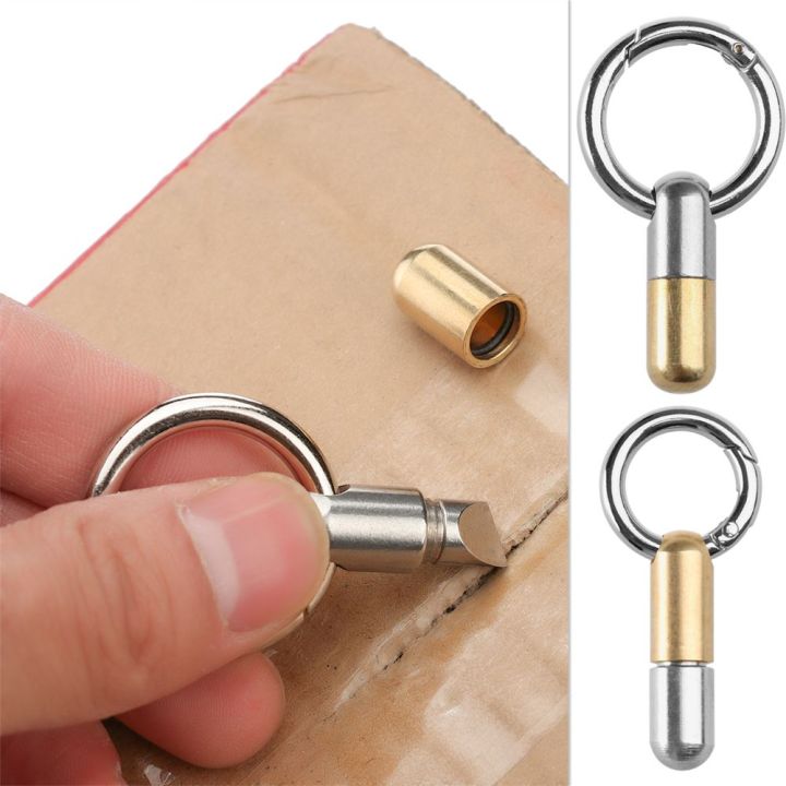 Multi-function Outdoor Stainless Steel Cutting Tool Capsule Knife Key Ring Pendant Tinying Mini Tools