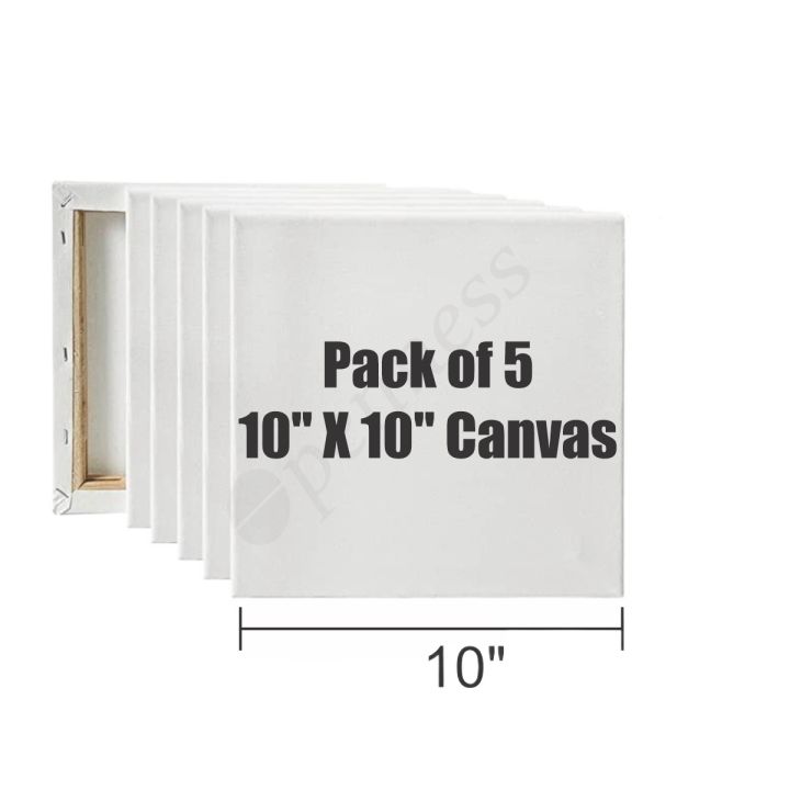 Pack of 5 - 10" x 10" Primed Canvas Boards for Painting | 100% Cotton, Medium Grain | Ideal for Oil, Acrylic, Watercolor & Mixed Media Art