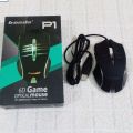Banda USB Wired Gaming Mouse (P1) (Black) - Breathing RGB Light - 6 Buttons  - 1000,2400,3600 dpi Optical 6D - Pixart Gaming Sensor - Cute - PC / M-ac compatible. 