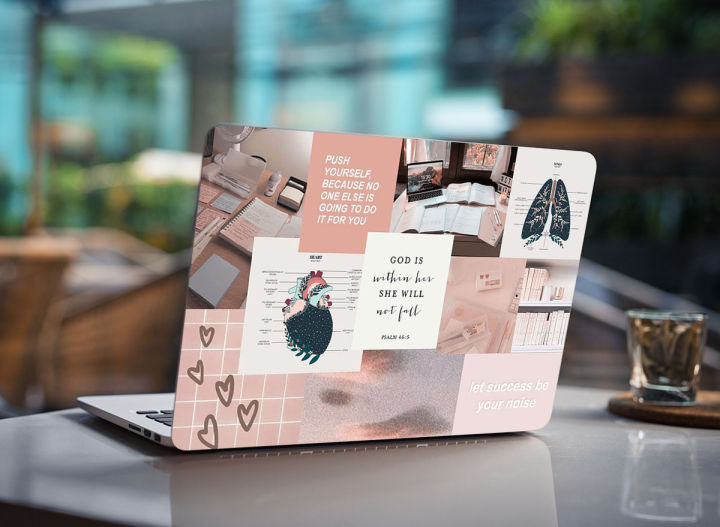 future doctor surgeon light pink collage study aesthetic Laptop Back Vinyl Skin Sticker 13 13.3 14.6 15 15.4 15.6 Inches Laptop Skin Stickers