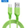 TOPK AN84 Micro USB Type C Cable for XiaoMi redmi note 9 3A Fast Charging Liquid Silicone Mobile Phone Data Cable for Samsung. 
