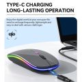 RGB Wireless Mouse - Slim & Silent 7 Colour LED Lights - Transparent & Black Body - Dual Mode 2.4G & Bluetooth Rechargeable Portable Optical Office Mouse With USB Receiver - 3 Adjustable DPI Levels for Notebook, PC, Computer, MacBook. 