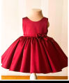 silky red fancy princess frock for baby girls. 