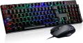 3 in 1 Gaming Combo Full Size Mechanical Keyboard Mechanical Gaming Keyboard RGB 104 Full Keys Blue Switches Professional Anti-Ghost Programmable for PC Gamer and Laptop RGB Gaming Keyboard for PC Mac Xbox Gamer. 