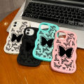Jizetin for Infinix Hot 9 Play Back Cover Black Butterfly Macaron Bright Color Wavy Shape Soft Mobile Phone Cases. 