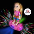 Battery Operated Girls Hover Balanced Car Doll For Kids Rolling, Rotating, Music and Beautiful Flashing Lights. 
