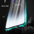 Biruiqu For iPhone 15 Plus Pro Max Magnetic Absorption Case Metal Frame Shockproof Double Sided Tempered Glass Magnetic Case Cover. 