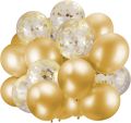 5 GOLDEN BALLOON AND 5 CONFETTI FILLED BALLOONS ( PACK OF 10 LATEX BALLOONS ). 