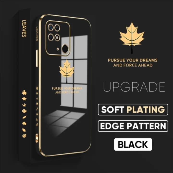 For Xiaomi Redmi 10C - Shiny Maple leaf Plating Square Bumper Phone Case Soft TPU Silicone Shockproof Protective Back Cover For Xiaomi Redmi 10C