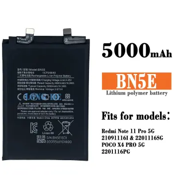 Redmi Note 11 Pro 5G / Poco X4 Pro Battery Replacement BN5E Battery with 5000mAh _ Black