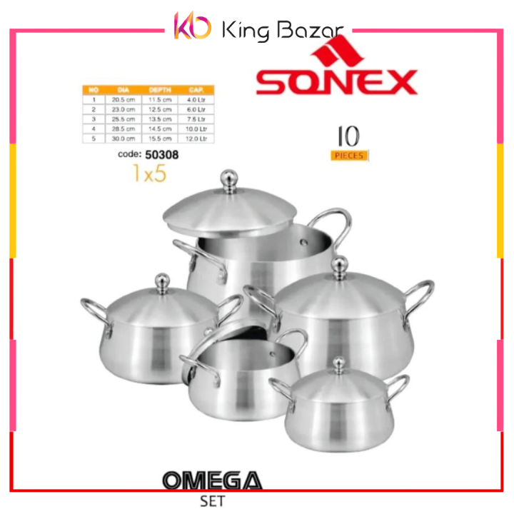 Sonex Metal Finish Cookware Set | 10 Pieces 1 to 5 (Belly New Item ...
