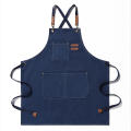 Men Women Thick Canvas Denim Bib Apron Kitchen Cooking Workshop Heavy Work Apron. 