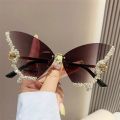 Fashion Sparkling Rhinestone Rimless Butterfly Sunglasses Y2K Women Luxury Brand Vintage Sun Glasses Ladies Eyewear gafas de sol. 