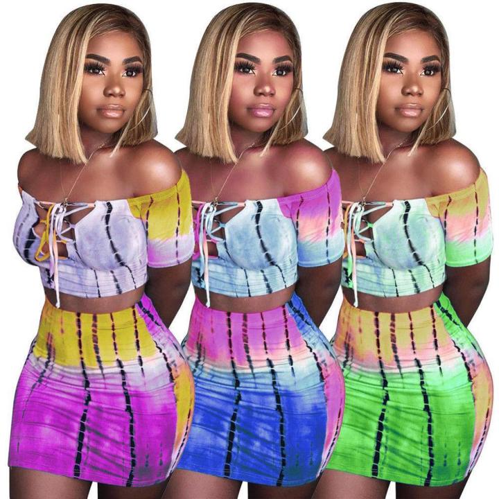 Women Crop Top Short Skirt Bodycon Evening Cocktail Party Two Piece Set Dress Daraz.pk