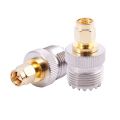 2x SMA Male to UHF Female SO239 SO-239 Jumper Plug RF Adapter Connect -259 Gold. 