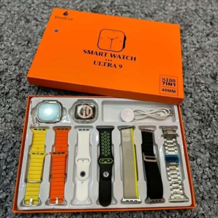 S100 Ultra Max Smart Watch 7 Straps 2.2 IPS Display Smart watch For men Women  Stylish Design Bluetooth Calling Navigation Locator Sleep Monitoring Wireless Charging By