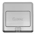 Clopal Silver Square Pop-Up Floor Multi + 2 Pin Socket With Box. 