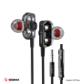 Sigma – Double Decker Stereo In-ear Wired Stereo Earphones With Mic – S11 Pro (random Color). 