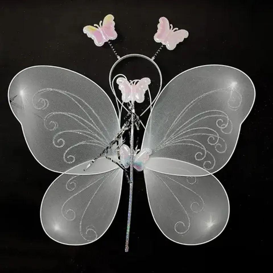 3 pcs Fairy Wings Set for Girls Butterfly Wings set for Kids Party Dress  Costume Aqeeqah