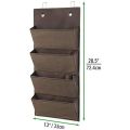Soft Fabric Wall Mount/Over Door Hanging Storage Organizer - 4 Large Cascading Pockets - Holds Office Supplies, Planners, File Folders, Notebooks - Textured Print - Gray. 