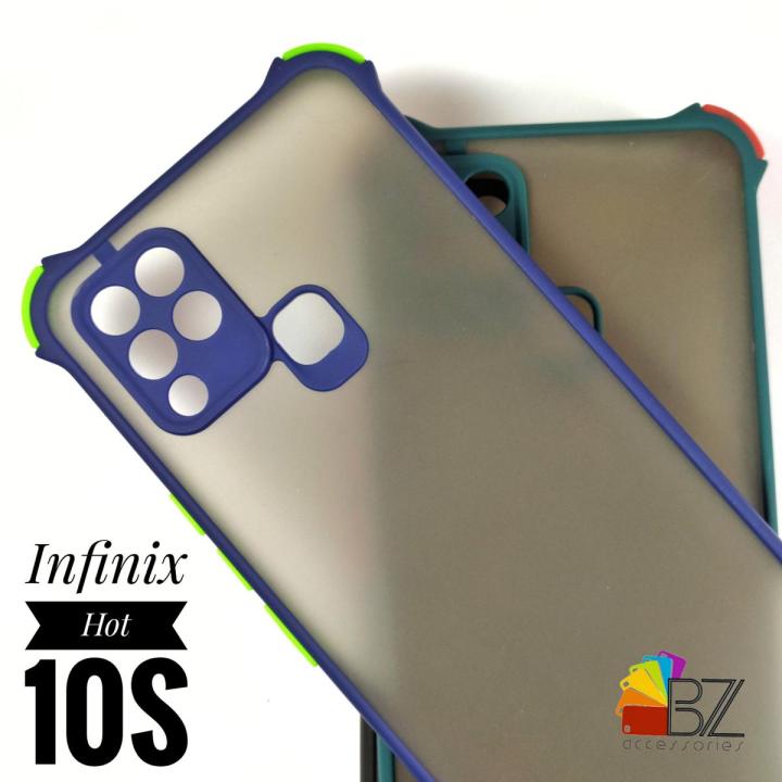 Infinix Hot 10S - Matte Translucent Shockproof Hybrid Armor Back Case cover - Camera Protection Case