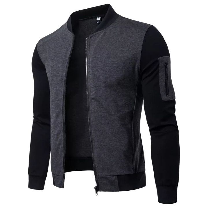 Designer Black Zipper Contrast Sleeves Jacket For Men