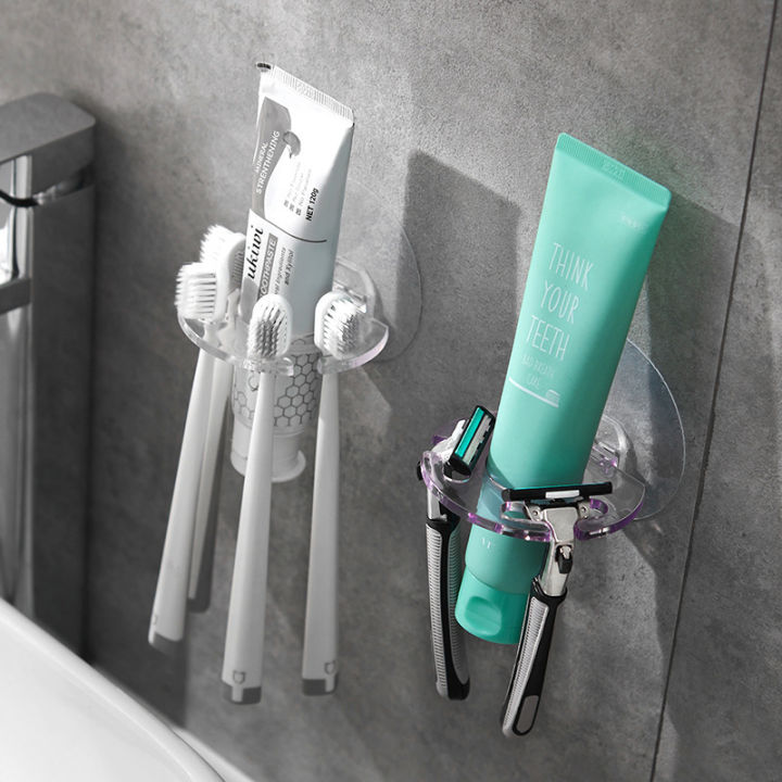 Self-adhesive%20Wall%20Mount%20Toothpaste%20Dispenser%20Toothbrush%20Holder%20Storage%20Squeezer%20Shaver%20Holder%20Bathroom%20Organizer%20Accessories%20-%20Image%204