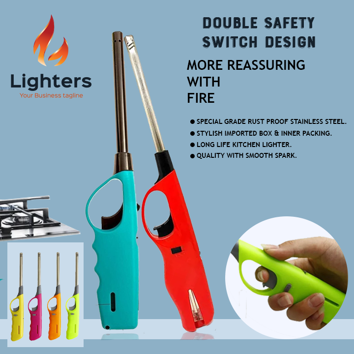 4 pcs Lighter Electronic Ignition Gas Stove Natural Gas Kitchen Extended Pulse Long Nose Lighter Open Flame Lighters