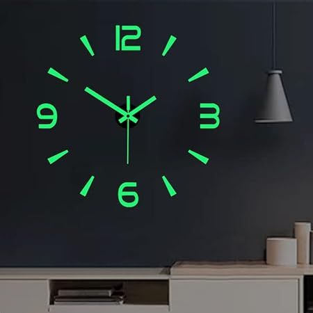 New DIY 3D Clocks Night Luminous Large Wall Clock | Glow at Dark Living Room Antique Style Creative Wall Clocks - Night Glow Wooden Wall Clock