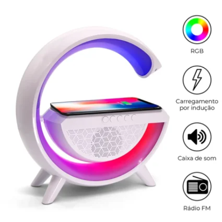 G Shaped Lamp - LED Wireless Charging Speaker Wireless Speaker - Smart Table Night Light BT Music Player Phone Wireless Charging RGB Desk Lamp - Speaker with Wireless Charger, Bluetooth, USB Speaker for PC & Mobile