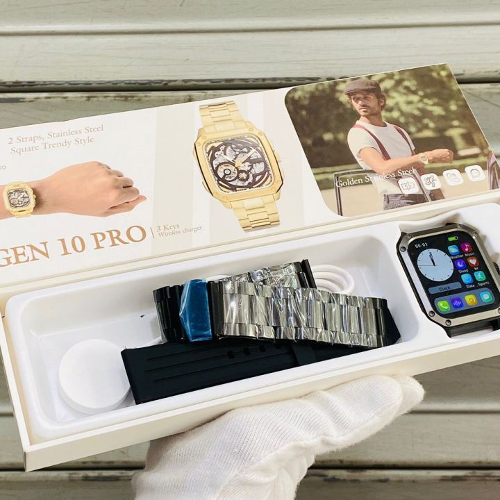 Gen 10 Pro Smartwatch / Latest Model Smartwatch With Infinite Display and Sports Look / Bluetooth Calling Smartwatch With 2 Straps / Heart Rate Monitoring and Fitness Tracking