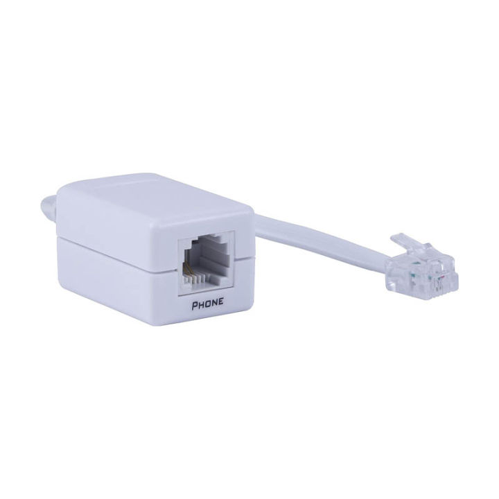 Power Gear Phone Line DSL Filter Male to Female 1 Line Noise Filter for Answering Machines Telephones or Fax Machine White