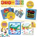 Educational 3D Mosaic Puzzle Game for Kids - 490pcs Multi-Color Creative Pattern with Cards. 