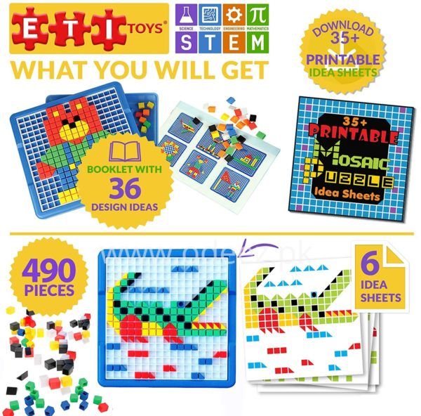 Educational%203D%20Mosaic%20Puzzle%20Game%20for%20Kids%20-%20490pcs%20Multi-Color%20Creative%20Pattern%20with%20Cards%20-%20Image%205