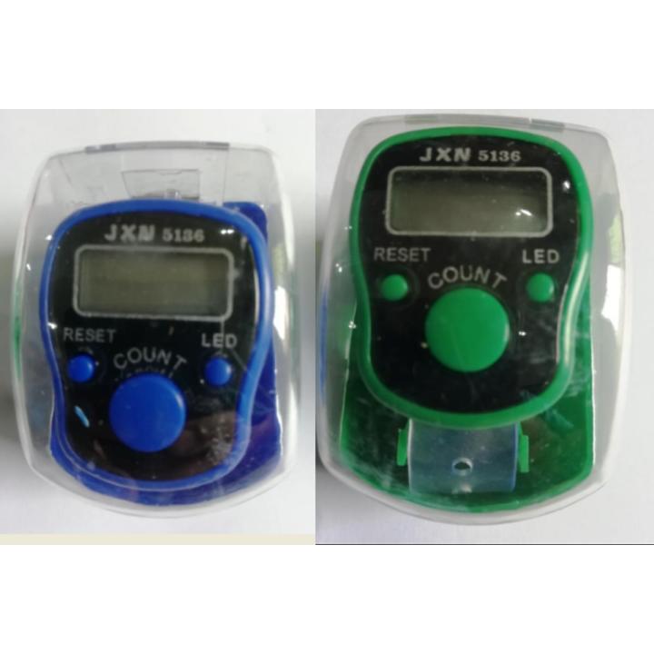 Digital Tasbeeh counter with light, Finger Counter, MultiColor - Finger Ring Counter Random Colors in a Box Packed - Pack of 2