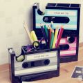 2X Cassette Tape Dispenser Pen Holder Vase Pencil Pot Stationery Desk Tidy Container Office Stationery Supplier Gift. 